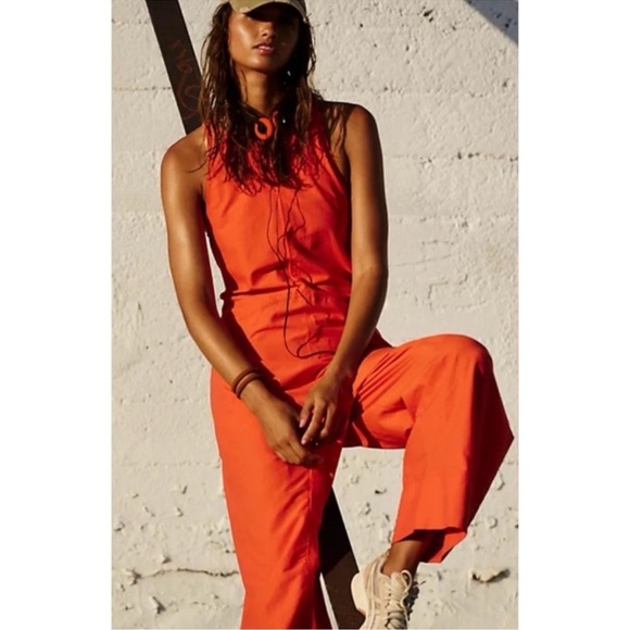 Free People Pants - New Free People FP Movement Break Away Wide Leg Jumpsuit Orange Medium